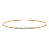 Gold finish sterling silver cable cuff bracelet with simulated aquamarine birth gems - march