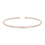 Rose gold finish sterling silver cable cuff bracelet with simulated diamond birth gems - april