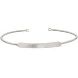 Rhodium finish sterling silver cable cuff bracelet with name plate