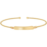 Gold finish sterling silver cable cuff bracelet with name plate and simulated citrine birth gems - november