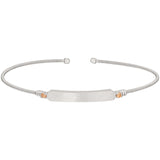 Rhodiumfinish sterling silver cable cuff bracelet with name plate and simulated citrine birth gems - november
