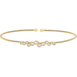 Gold finish sterling silver cable cuff bracelet with bubble pattern simulated diamonds