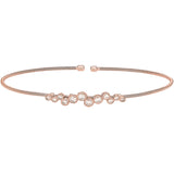 Rose gold finish sterling silver cable cuff bracelet with bubble pattern simulated diamonds