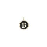 Gold Finish Sterling Silver Black Enamel Initial Charm - B