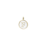 Gold Finish Sterling Silver White Enamel Initial Charm - F