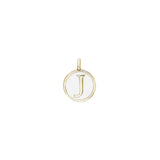 Gold Finish Sterling Silver White Enamel Initial Charm - J
