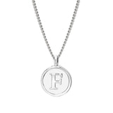 Rhodium Finish Sterling Silver White Enamel Initial Necklace on 18