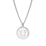 Rhodium Finish Sterling Silver White Enamel Initial Necklace on 18