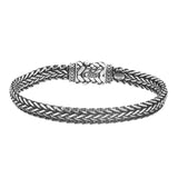 Black Rhodium Finished Sterling Silver 7mm Woven Link Bracelet - 8.75