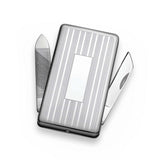 Stainless Steel Engine Turned Money Clip/Knife with Rectangle Center