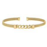 Gold Vermeil Sterling Silver 3 Cable Curb Link Cuff Bracelet