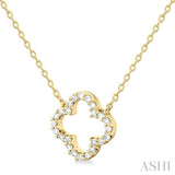 1/8 Ctw Petite Clover Round Cut Diamond Fashion Pendant With Chain in 14K Yellow Gold