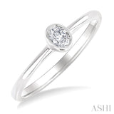 1/6 Ctw Petite Bezel Set Oval Cut Diamond Fashion Ring in 10K White Gold