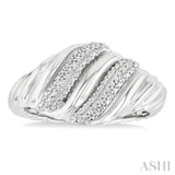 1/10 Ctw Bold Silver Twisted Rib Single Cut Diamond Bold Fashion Band in Sterling Silver