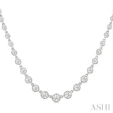 1 1/4 Ctw Halfway Graduated Bezel Set Round Cut Diamond Tennis Necklace in 14K White Gold