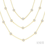 10 Ctw Bezel Set Round Cut Diamond 60-Inch Long Station Necklace in 14K Yellow Gold