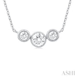 1/2 Ctw Past, Present & Future 3-Stone Bezel Set Round Cut Diamond Necklace in 14K White Gold