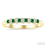 1.9 MM Emerald and 1/10 Ctw Round Cut Diamond Precious Band in 14K Yellow Gold