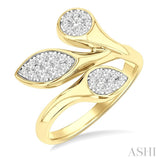3/8 Ctw Lovebright Bypass Mixed Shape Mount Round Cut Diamond Fashion Ring in 10K Yellow and White Gold