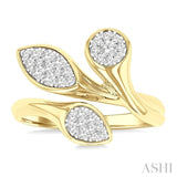 3/8 Ctw Lovebright Bypass Mixed Shape Mount Round Cut Diamond Fashion Ring in 10K Yellow and White Gold