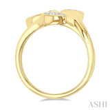 3/8 Ctw Lovebright Bypass Mixed Shape Mount Round Cut Diamond Fashion Ring in 10K Yellow and White Gold