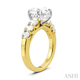 1 1/4 Ctw Oval Shape Oval and Round Cut Diamond Semi-Mount Engagement Ring in 14K Yellow and White Gold