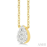 1/10 Ctw Lovebright Petite Pear Shape Round Cut Diamond Fashion Pendant With Chain in 10K Yellow Gold