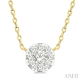 1/10 Ctw Lovebright Petite Round Shape Round Cut Diamond Fashion Pendant With Chain in 10K Yellow Gold