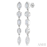 1 Ctw Bezel Set Mixed Diamond Cut Fashion Earring in 14K White Gold