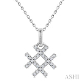 1/10 Ctw Petite Hashtag Motif Round Cut Diamond Fashion Pendant With Chain in 10K White Gold