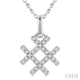 1/10 Ctw Petite Hashtag Motif Round Cut Diamond Fashion Pendant With Chain in 10K White Gold