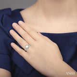 6.5 MM Cultured Pearl and 1/8 Ctw Round Cut Diamond Ring in 14K White Gold