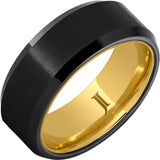 Hidden Gold Black Diamond Ceramic Ring with Satin Finish