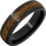 Barrel Aged Black Diamond Ceramic Dome Ring with Bourbon Inlay