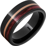 Black Diamond Ceramic Ring with Cabernet Wood and 14K Rose Gold