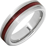 Barrel Aged Serinium® Ring with Cabernet Wood Inlay and Grain Finish