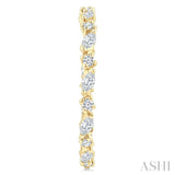 1 1/6 Ctw Inside & Outside Marquise and Round Cut Diamond Fashion Open Hoop Earrings in 14K Yellow Gold