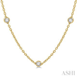 1 Ctw Round Cut Diamond Station Necklace in 14K Yellow Gold