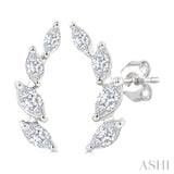 1/2 Ctw Marquise Cut Diamond Leaf Vine Fashion Stud Earrings in 14K White Gold