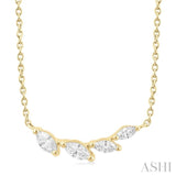 1/4 Ctw Graduated Marquise Cut Diamond Fashion Necklace in 14K Yellow Gold