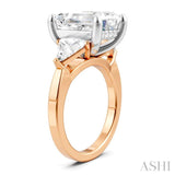 1 Ctw Emerald Shape Trillion and Round Cut Diamond Semi-Mount Engagement Ring in 14K Rose and White Gold