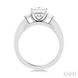 1/4 ctw Princess Shape Trillion Cut & Round Cut Diamond Semi Mount Engagement Ring in 14K White Gold