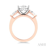 1 ctw Tri-Mount Marquise Shape Center Pear and Round Cut Diamond Semi Mount Engagement Ring in 14K Rose and White Gold