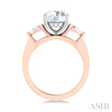 1/2 ctw Tri-Mount Circular Shape Center Pear and Round Cut Diamond Semi Mount Engagement Ring in 14K Rose and White Gold