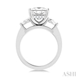 1/2 ctw Tri-Mount Princess Shape Center Pear and Round Cut Diamond Semi Mount Engagement Ring in 14K White Gold