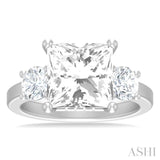 1 ctw Tri-Mount Princess Shape Round Cut Diamond Semi Mount Engagement Ring in 14K White Gold
