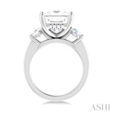 1 ctw Tri-Mount Princess Shape Round Cut Diamond Semi Mount Engagement Ring in 14K White Gold