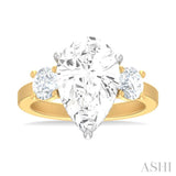 1 ctw Tri-Mount Pear Shape Round Cut Diamond Semi Mount Engagement Ring in 14K Yellow and White Gold