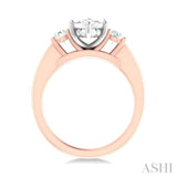 1/2 ctw Tri-Mount Marquise Shape Center Round Cut Diamond Semi Mount Engagement Ring in 14K Rose and White Gold