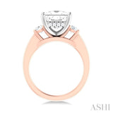 1/2 ctw Tri-Mount Princess Shape Round Cut Diamond Semi Mount Engagement Ring in 14K Rose and White Gold